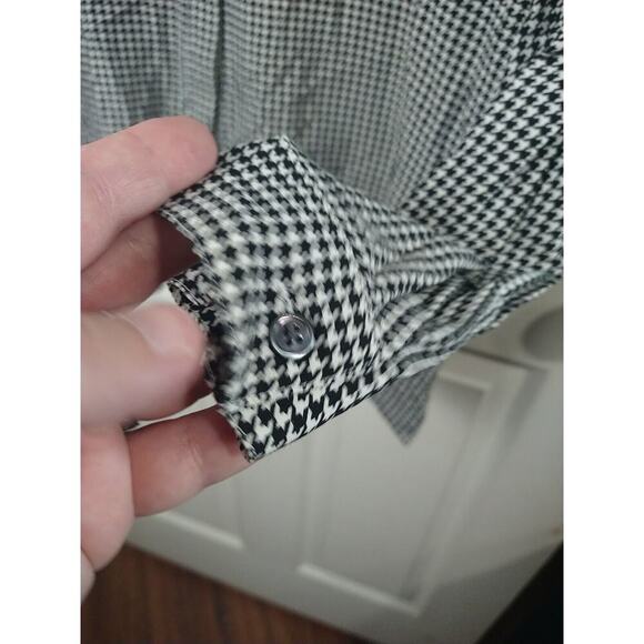 J.Jill Woman LP Blouse Black White Hounds tooth V Neck Collared Long Sleeve... - Picture 6 of 10